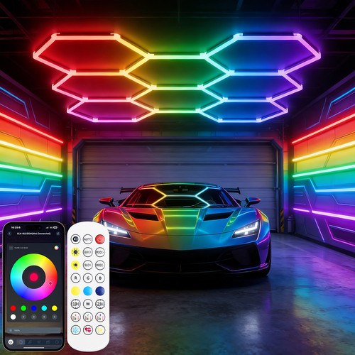 14x hexagon rgb led lampe - hexagon,